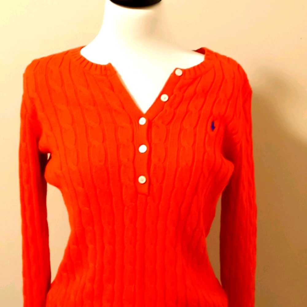 Junior  girls red Ralph Lauren buttons sweater